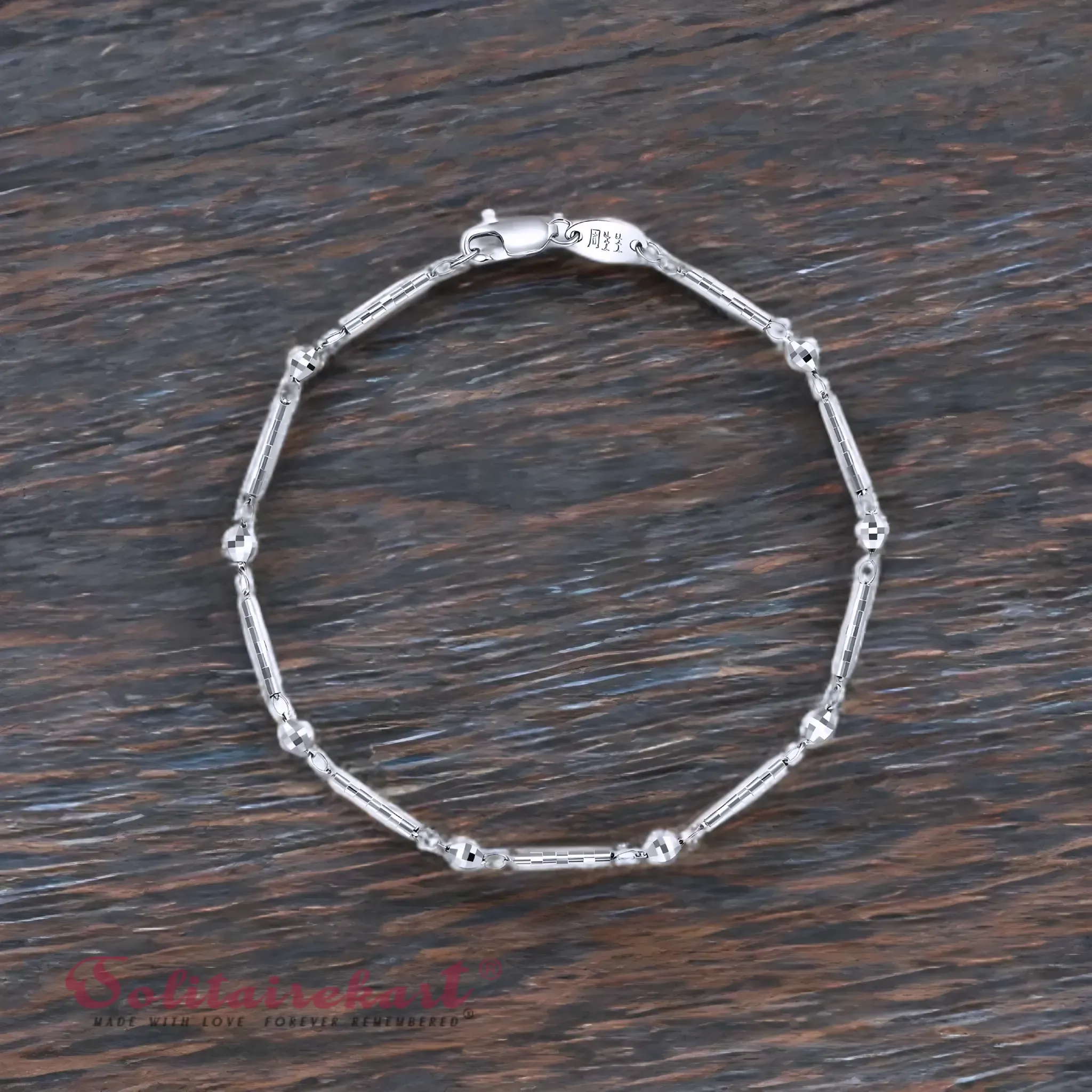 Solitairekart Platinum Fancy Bar Bracelets Link Design 3.256gm Weight For Unisex.
